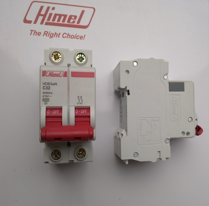 Cầu dao điện APTOMAT HIMEL MCB 2P HDB3WN2C 6-63A 6kA